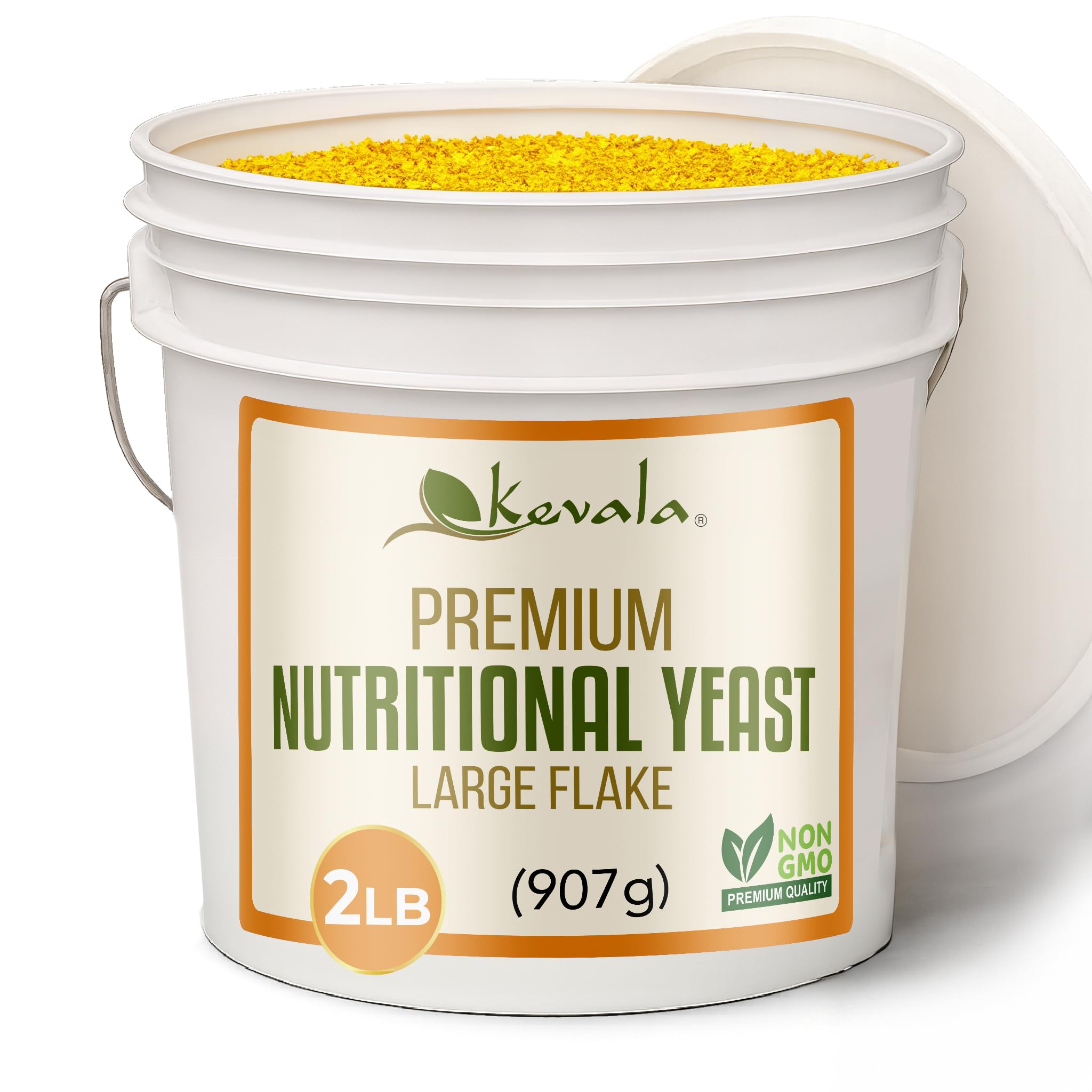 Kevala Nutritional Yeast Large Flake bottle pouring, ideal as a vegan cheese substitute