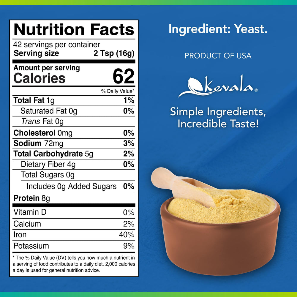 Kevala Nutritional Yeast in zipper bag for easy storage