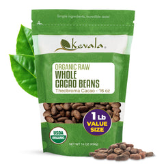 Kevala Organic cacao beans sun-dried in a bag for pure, versatile flavor.