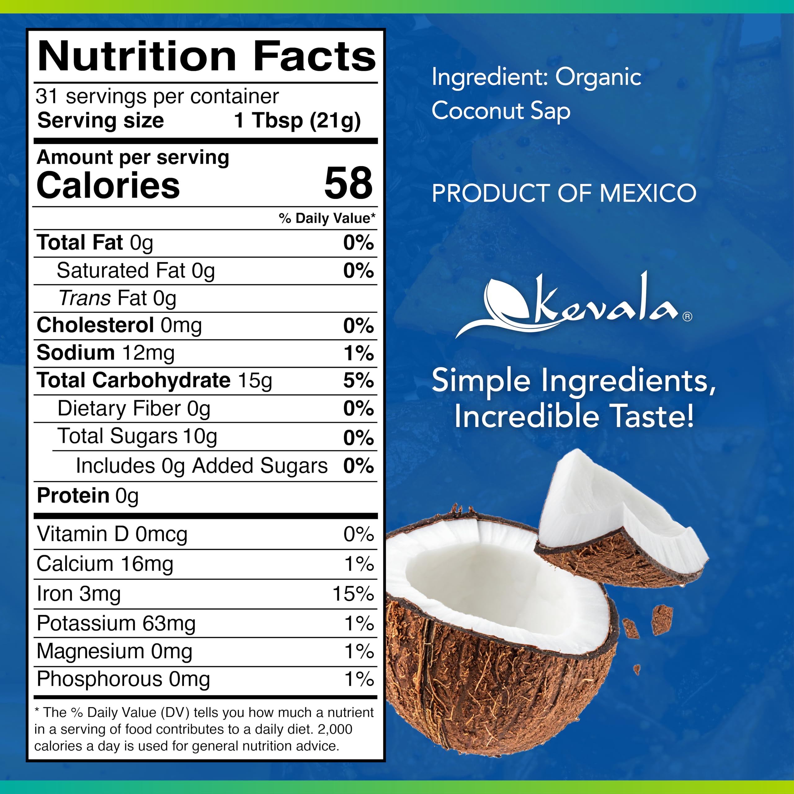Kevala Organic Coconut Nectar pour highlights smooth drizzle ideal for pancakes and oats