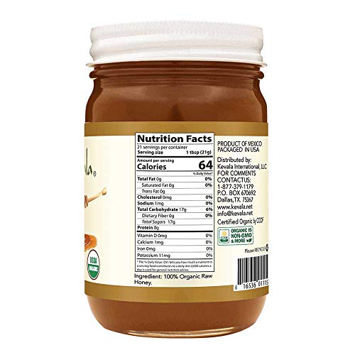 Kevala organic raw Oaxaca honey jar closeup showing pure unheated texture.