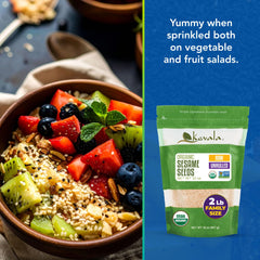 Kevala raw sesame seeds in dressing add crunch and protein boost.
