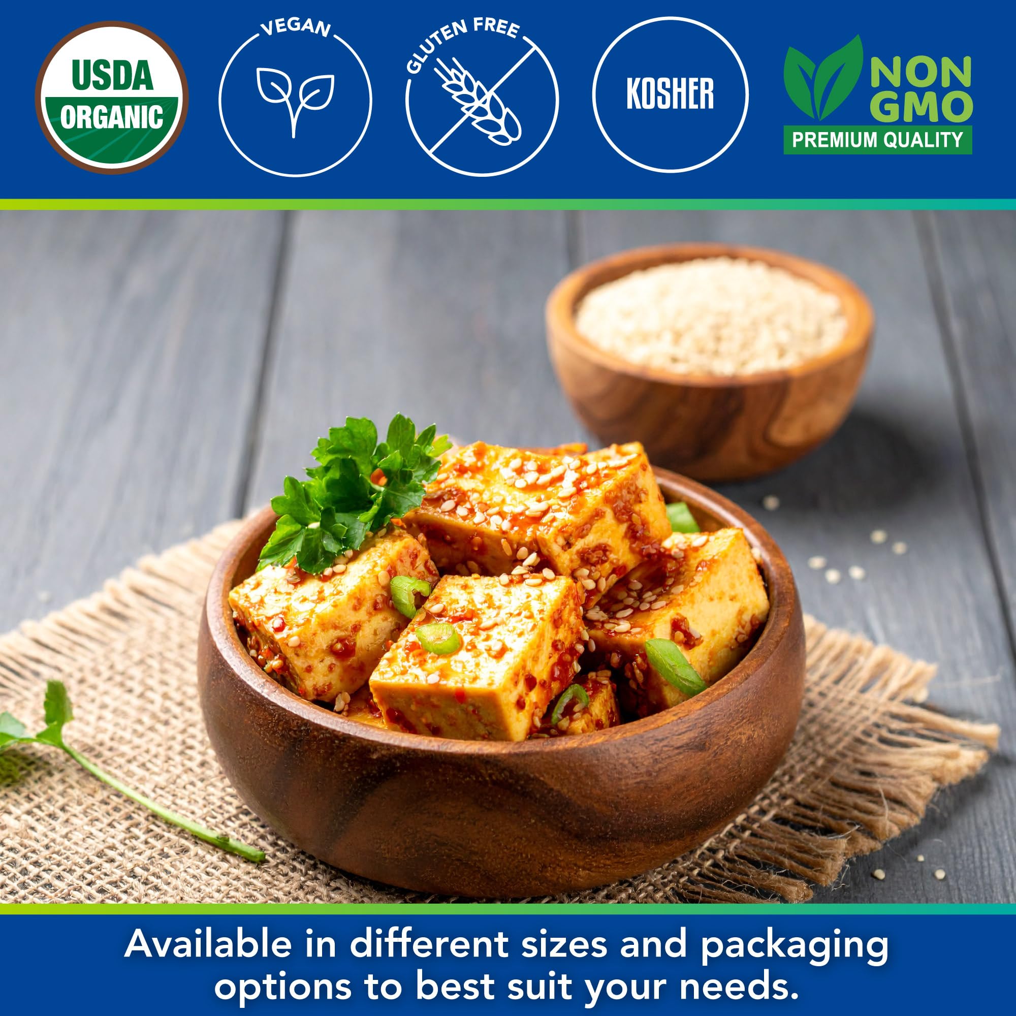 Sesame seeds sprinkled on noodles with Kevala for texture and flavor.