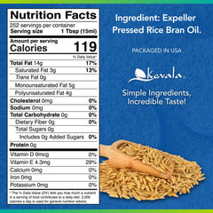 Kevala Rice Bran Oil pour—delicate aroma suited for saute9ing.