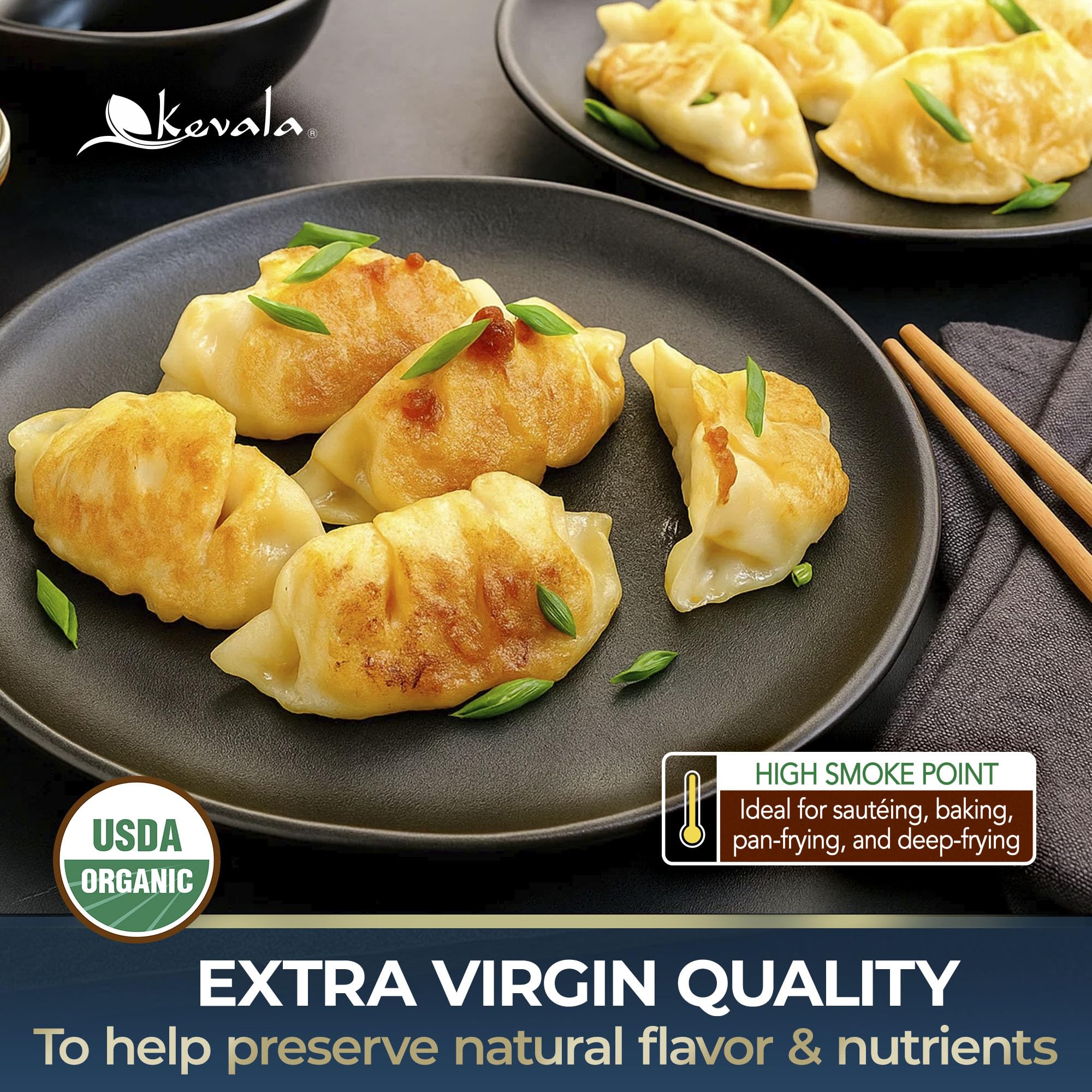 Kevala sesame oil in cooking scene, showcasing versatile use in dishes