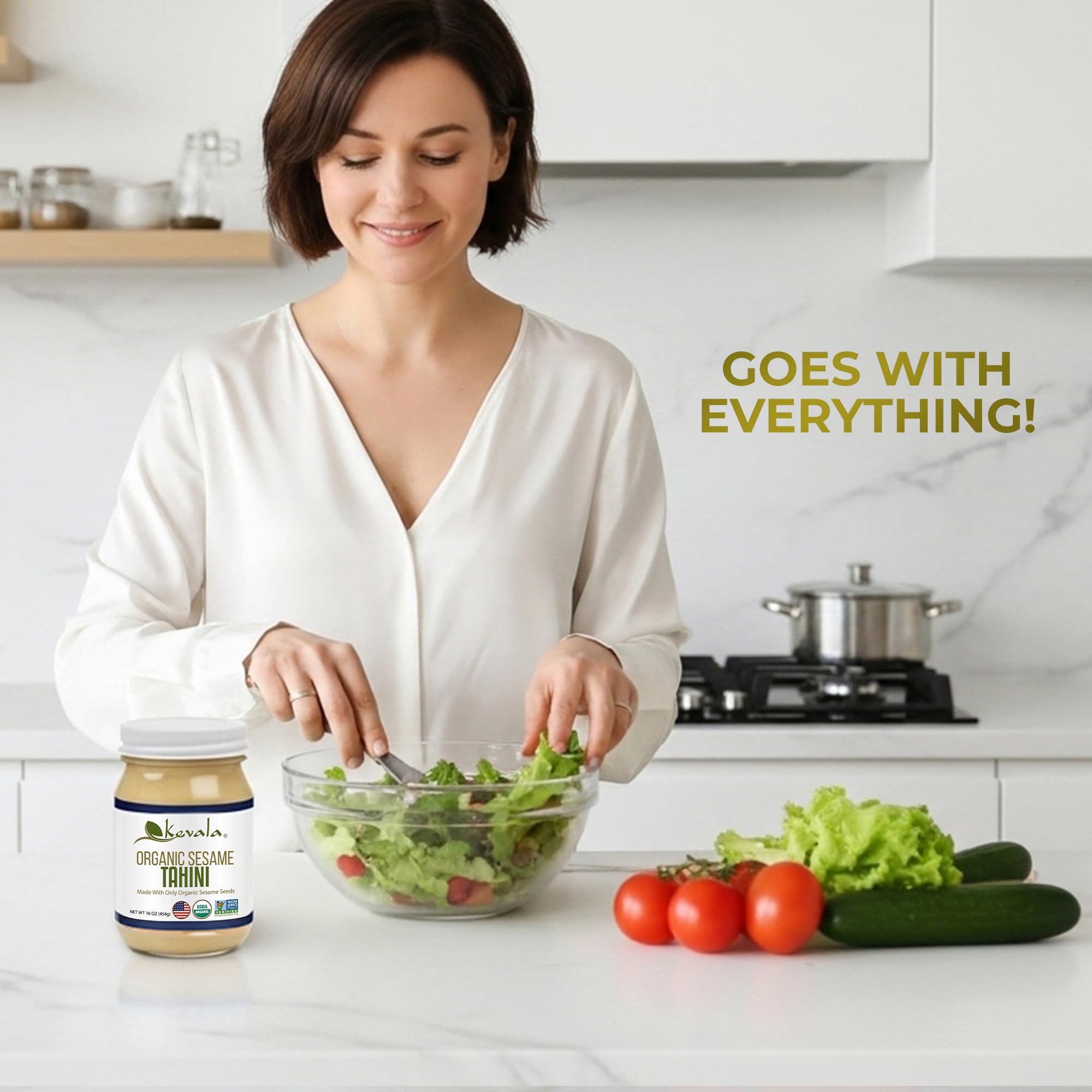 Kevala tahini stirred into dressings for silky emulsions
