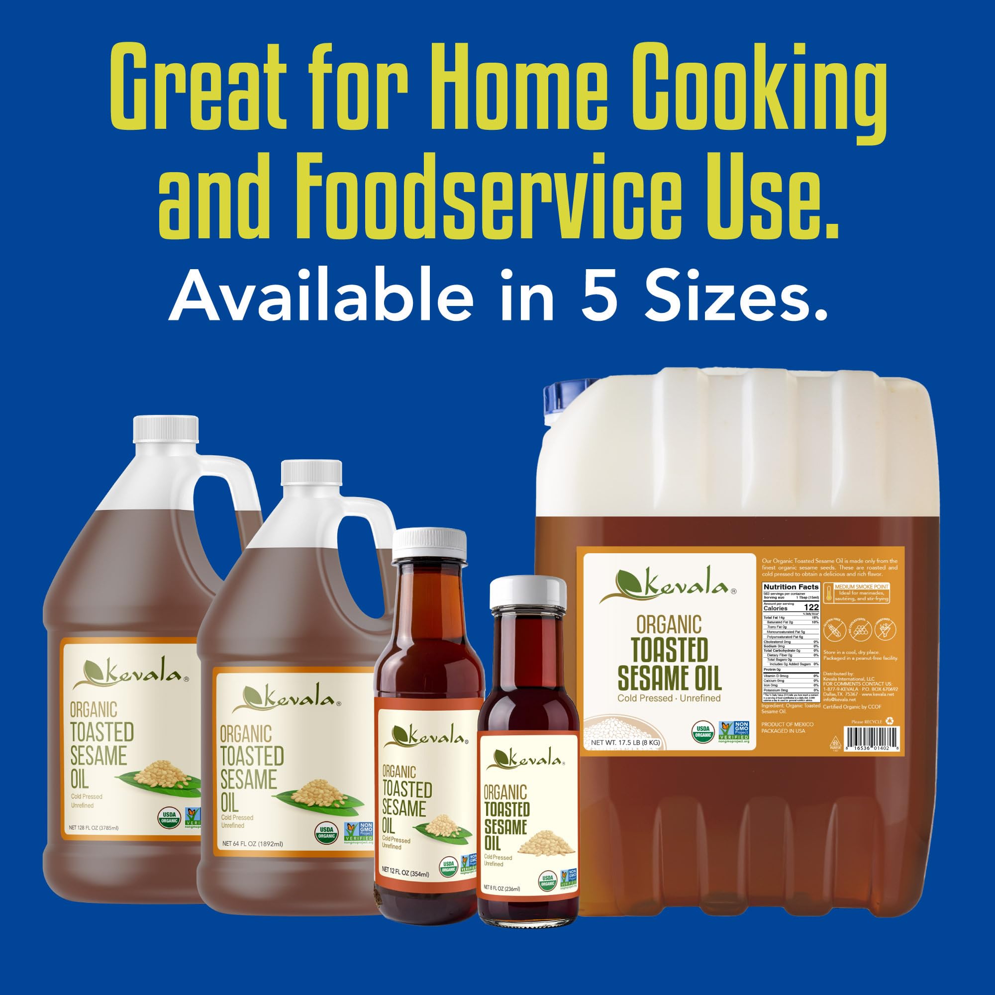 Kevala toasted sesame oil drizzle over tofu or seafood sauces.