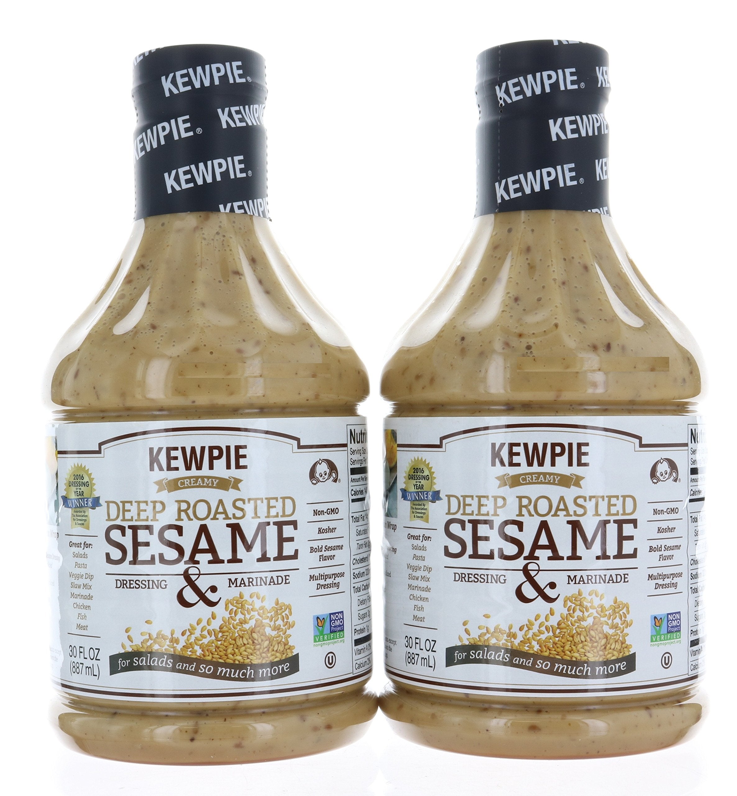 Kewpie Creamy Deep Roasted Sesame dressing bottle pour over greens and proteins