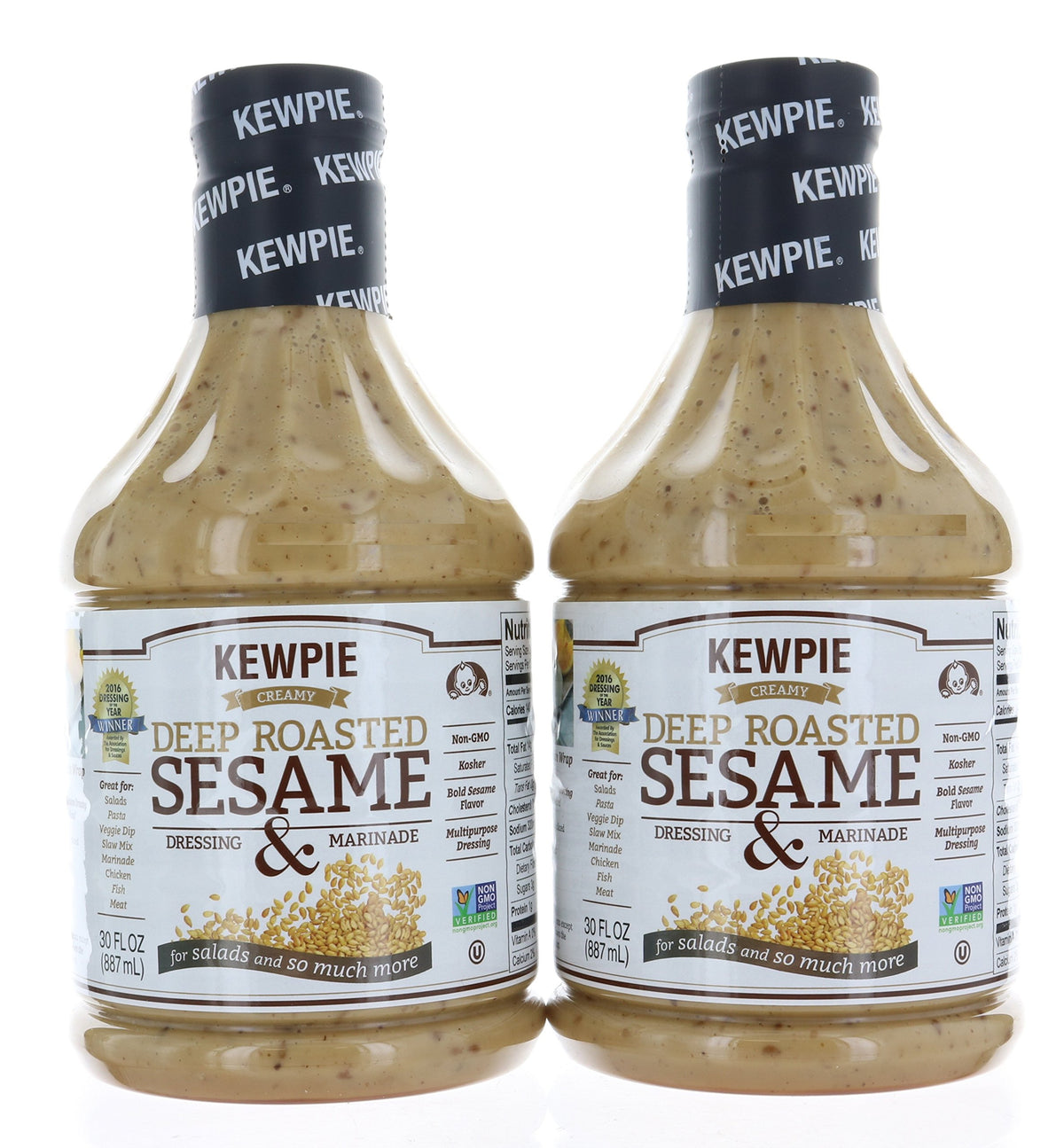 Kewpie Creamy Deep Roasted Sesame dressing bottle pour over greens and proteins