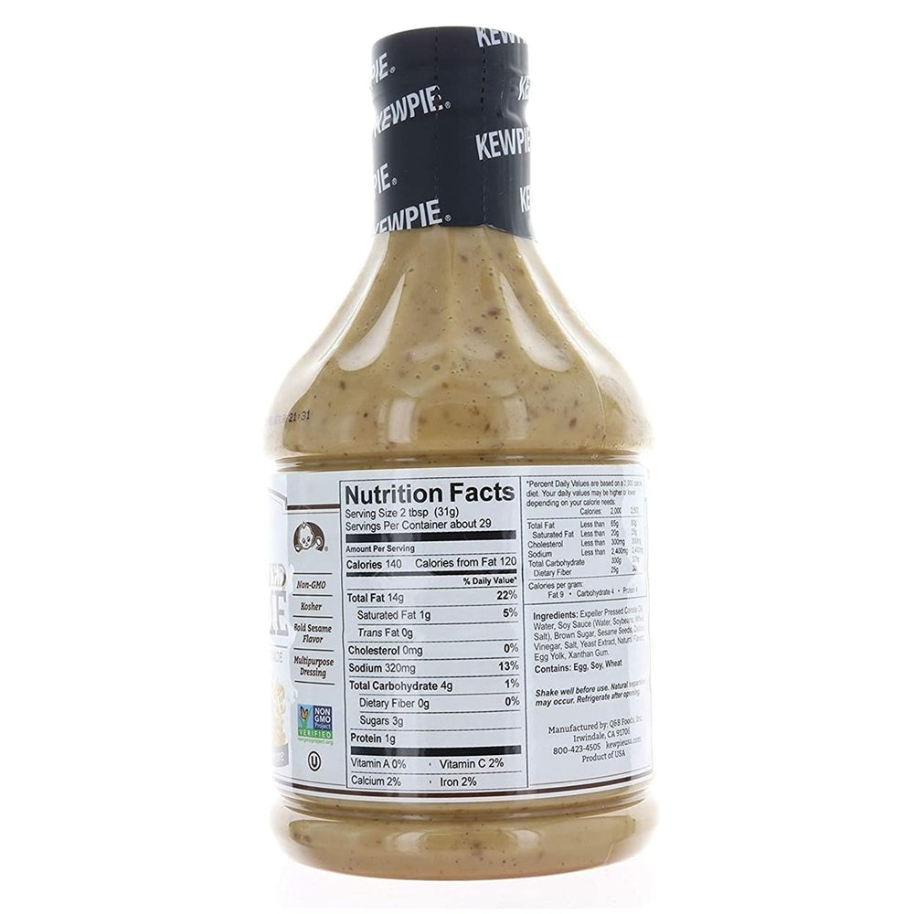 Kewpie Creamy Deep Roasted Sesame dressing pour enhances salads and stir-fries.
