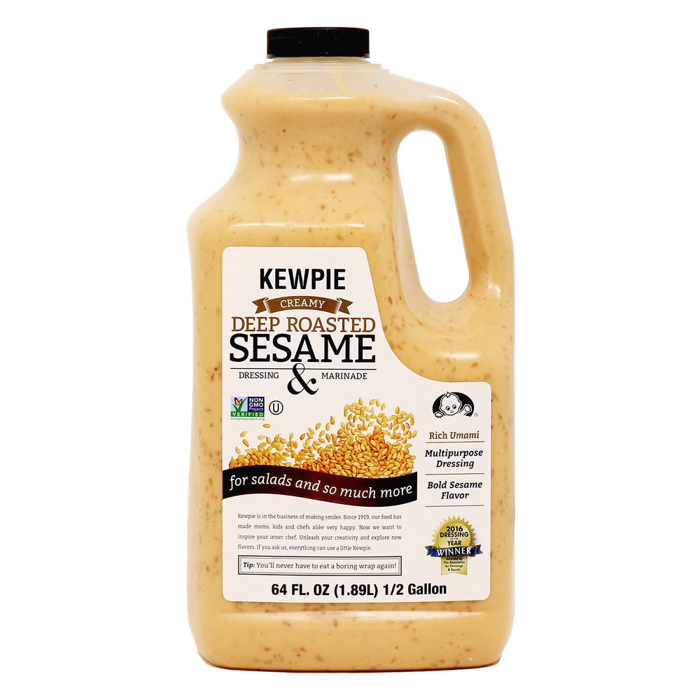 Kewpie Deep Roasted Sesame Dressing 64-oz bottle highlights rich sesame flavor for versatile meals.