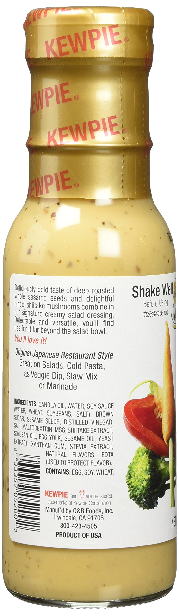 Kewpie dressing ingredients list featuring canola oil and sesame.