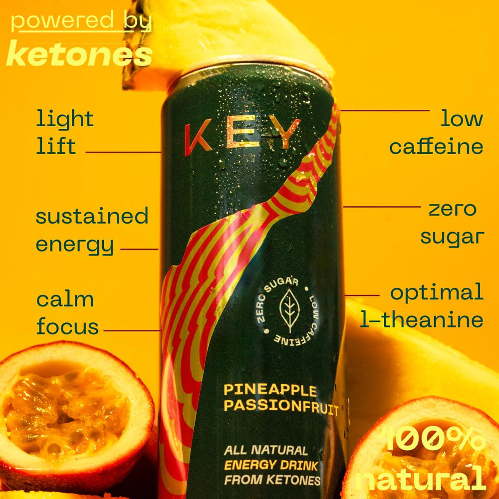 KEY Ketone Drink pouring into a glass for on-the-go focus