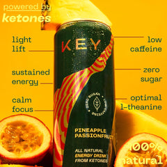 KEY Ketone Drink pouring into a glass for on-the-go focus
