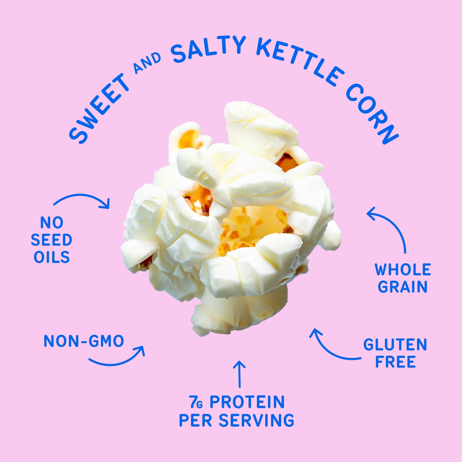 Khloud Protein Popcorn nutrition panel highlighting 7g protein per serving