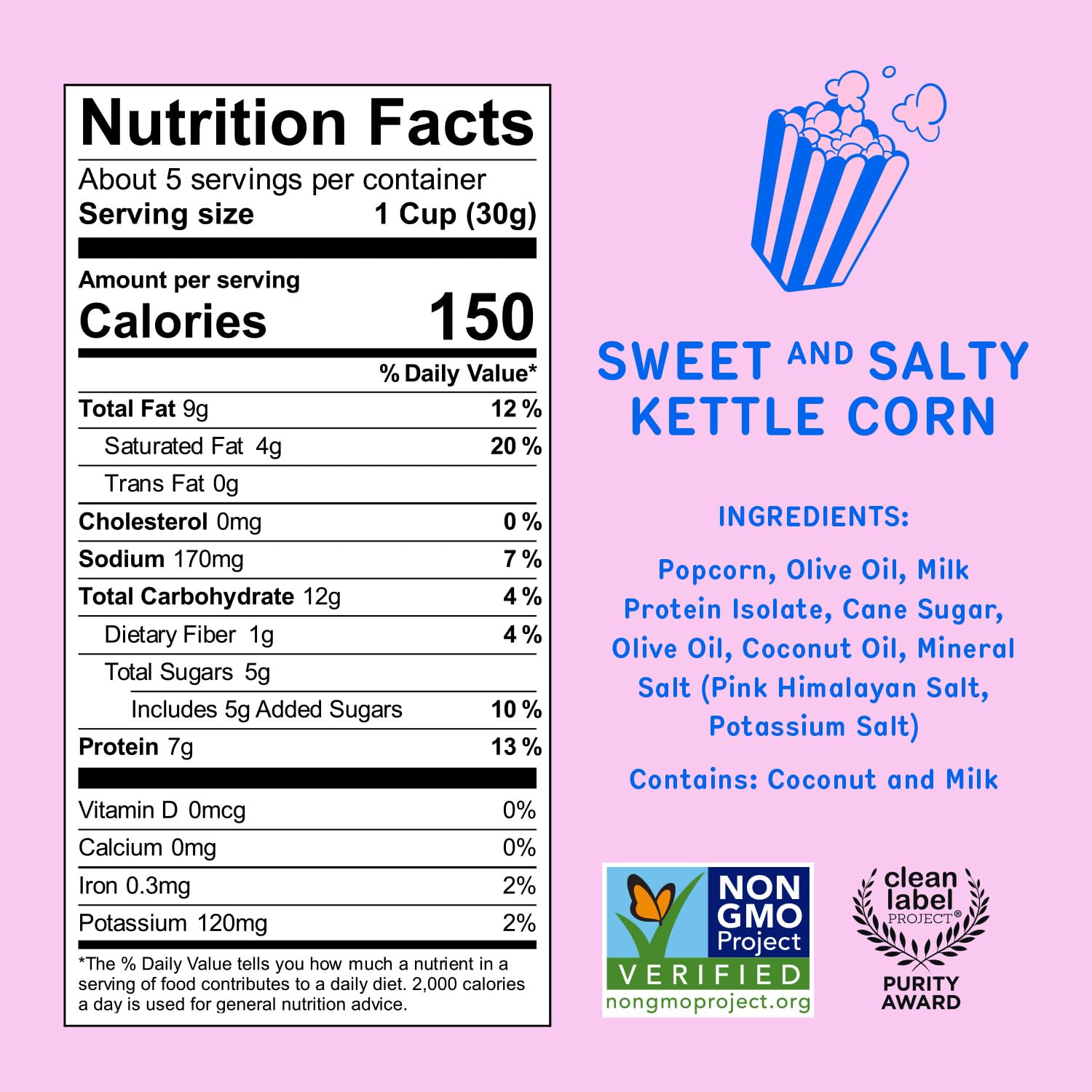 Khloud Protein Popcorn close-up of ingredients highlighting a simple six-ingredient recipe