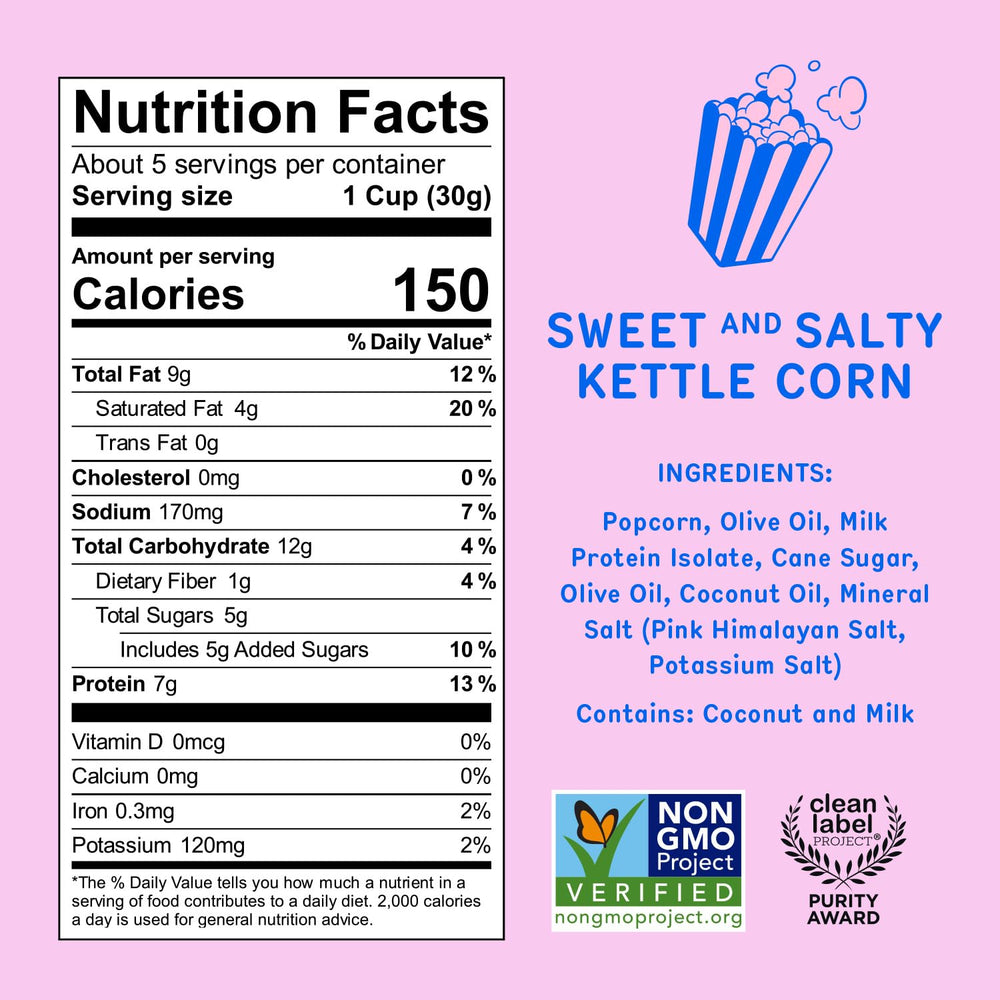 Khloud Protein Popcorn close-up of ingredients highlighting a simple six-ingredient recipe