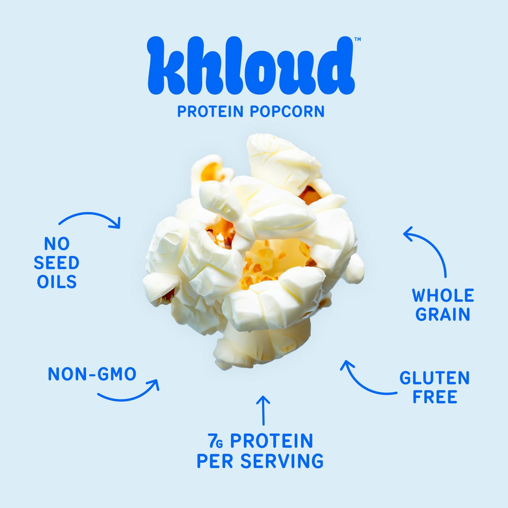 Khloud Protein Popcorn Sweet & Salty Kettle Corn bag blends crave-worthy crunch