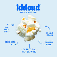 Khloud Protein Popcorn Sweet & Salty Kettle Corn bag blends crave-worthy crunch