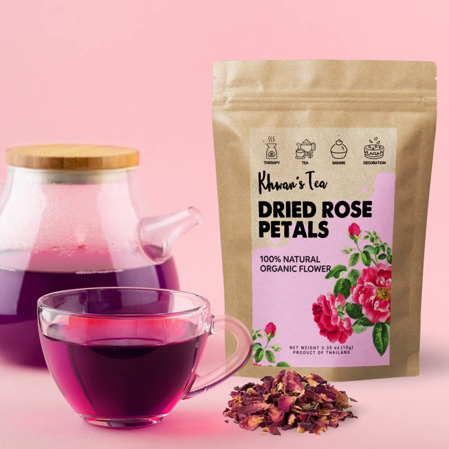 KHWAN'S TEA rose petals for candles and bath product DIY projects