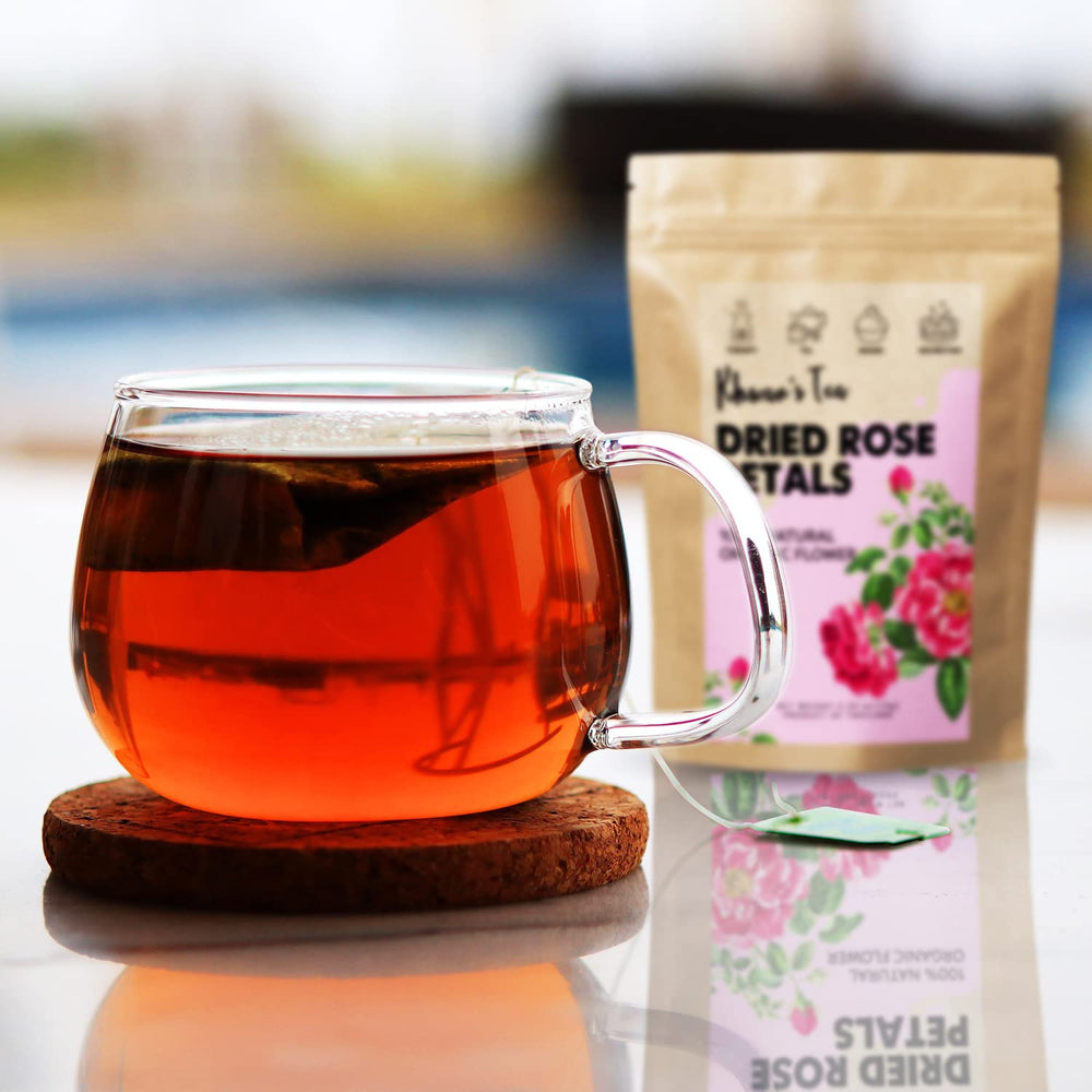 KHWAN'S TEA resealable bag of rose petals designed for on-the-go use