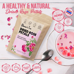KHWAN'S TEA rose petals used for tea brewing and adding floral color