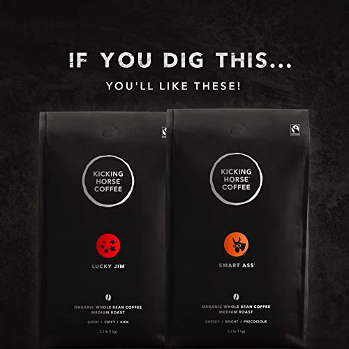 Kicking Horse Cliff Hanger cup with foam, inviting a smooth, cocoa-tinged sip.