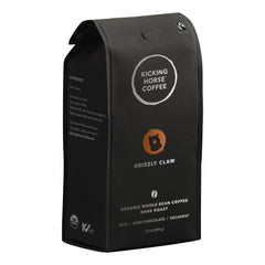 Kicking Horse Grizzly Claw coffee bag—organic and fair trade packaging ready for use.