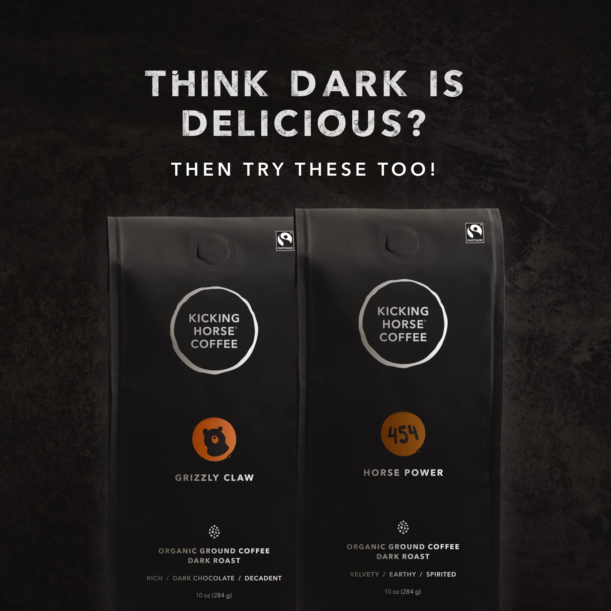 Kicking Horse Kick Ass ground coffee aroma with smoky vanilla and dark chocolate notes.
