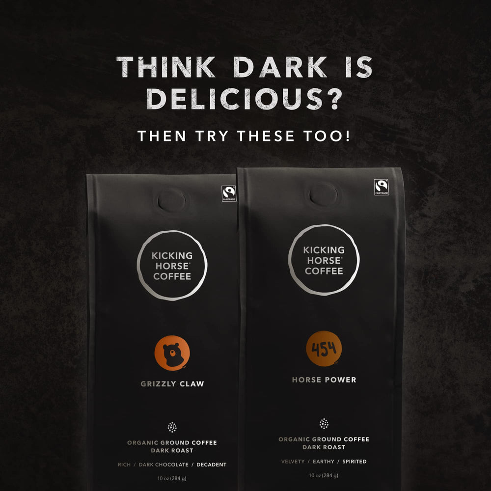 Kicking Horse Kick Ass ground coffee aroma with smoky vanilla and dark chocolate notes.