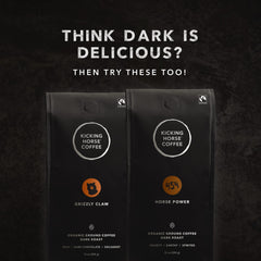 Kicking Horse Kick Ass ground coffee aroma with smoky vanilla and dark chocolate notes.