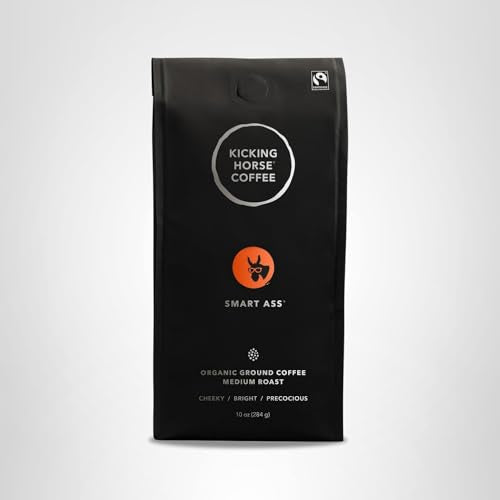 Kicking Horse Smart Ass brew-ready ground coffee ideal for drip, French press, or pour-over.