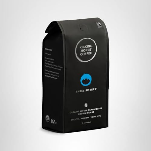 Kicking Horse Three Sisters roasted beans hint at multi-roast complexity.