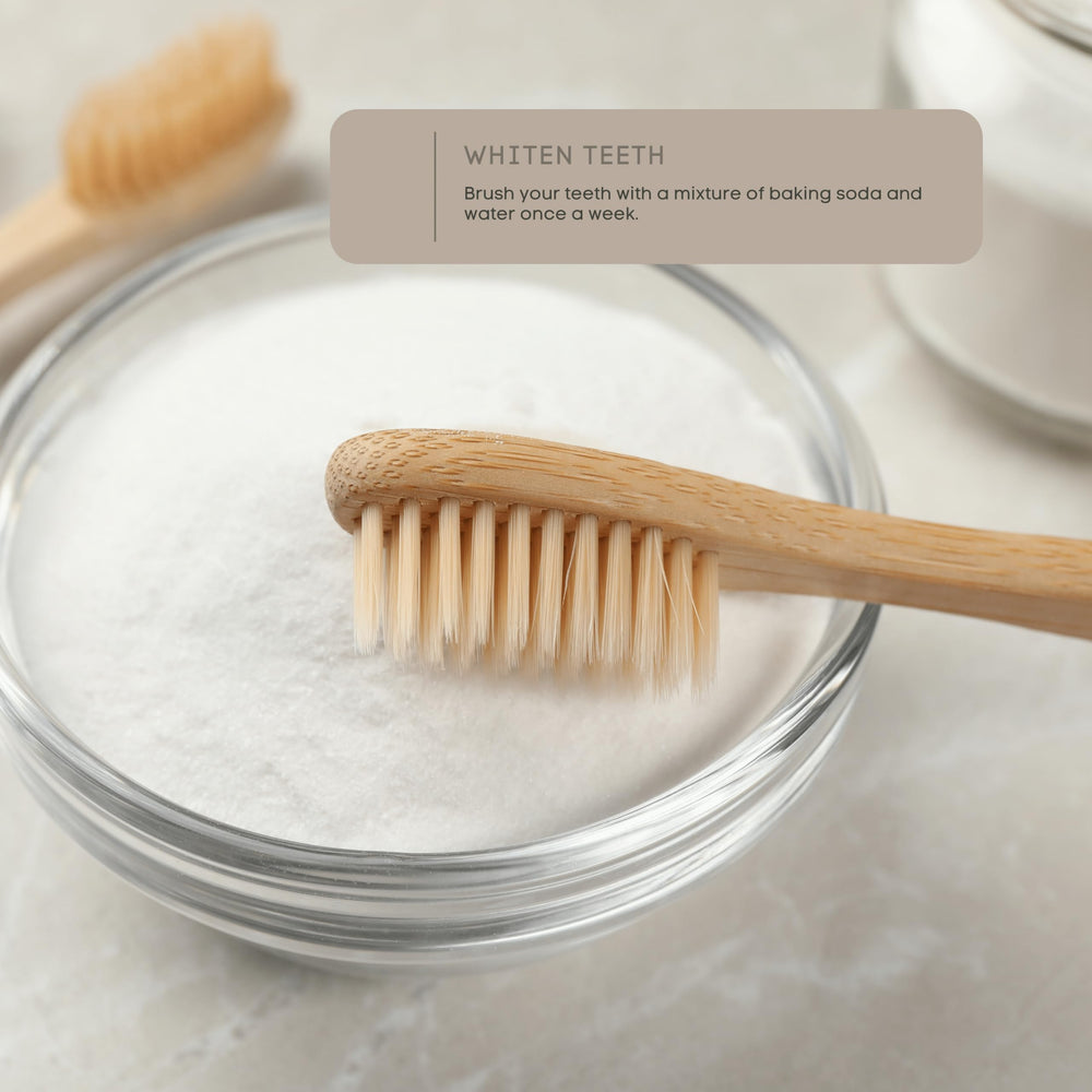 KIDU baking soda exfoliation scene for gentle skin scrub.