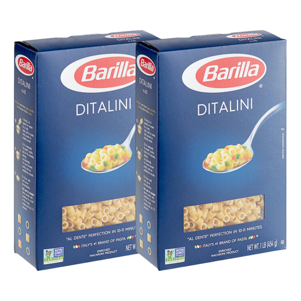 KIDU Barilla Ditalini pasta pack of 2, 32 oz, ideal for busy families.