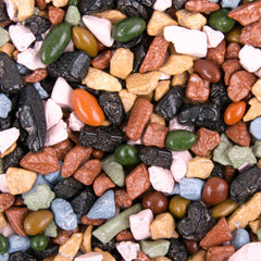 KIDU Chocolate Rocks bulk bag close-up of glossy candy coating on edible chunks