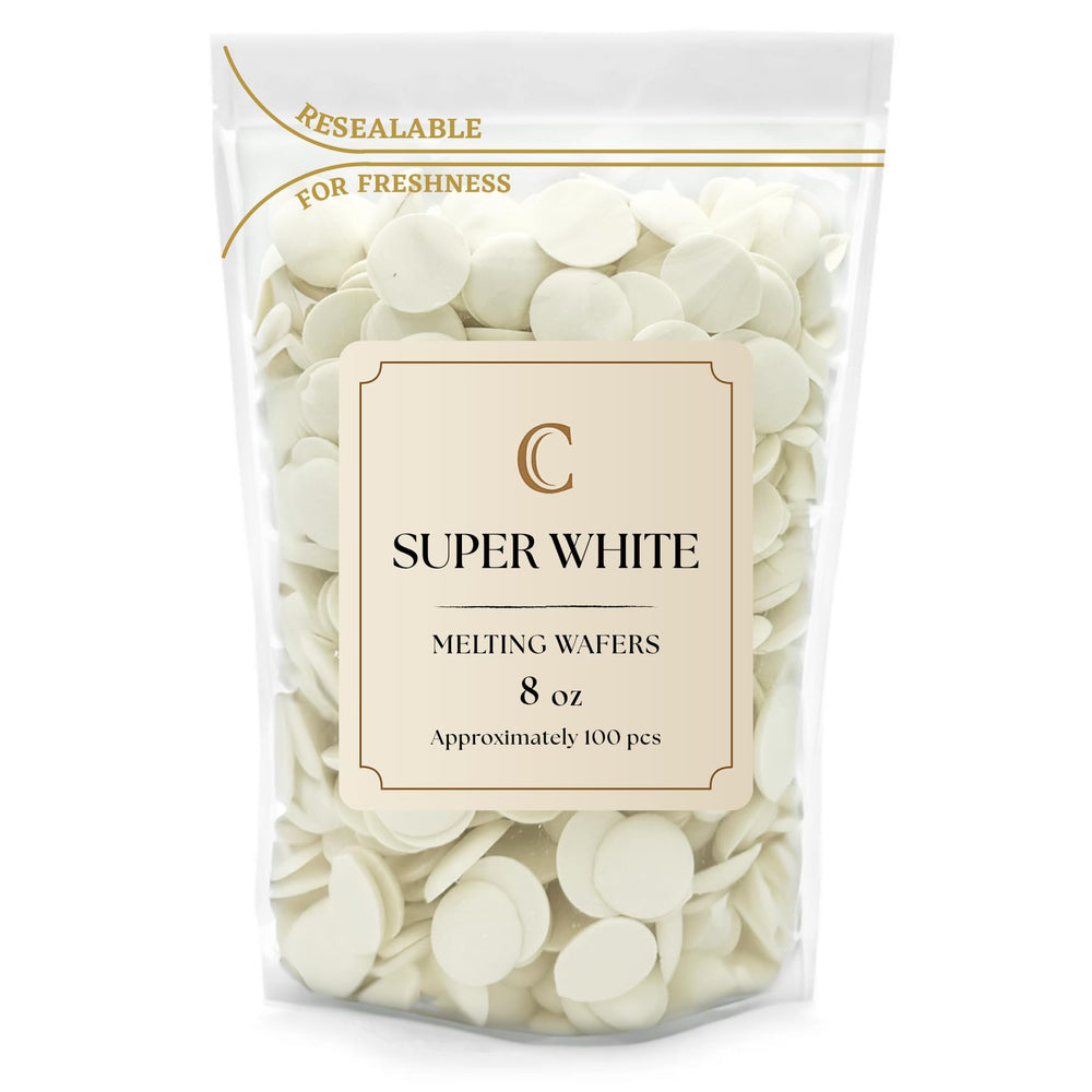 KIDU Merckens Super White Wafers bulk bag ready for easy melting and coating.