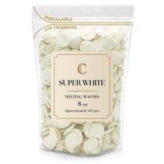 KIDU Merckens Super White Wafers bulk bag ready for easy melting and coating.