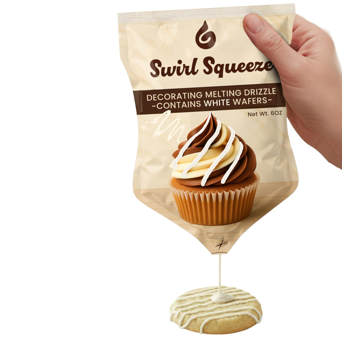 KIDU microwavable bag melts evenly for smooth drizzle on cookies.