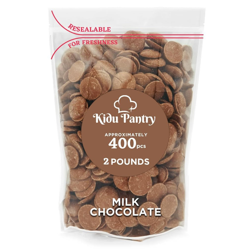 KIDU Pantry melting chocolate wafers in a resealable bag for easy storage.