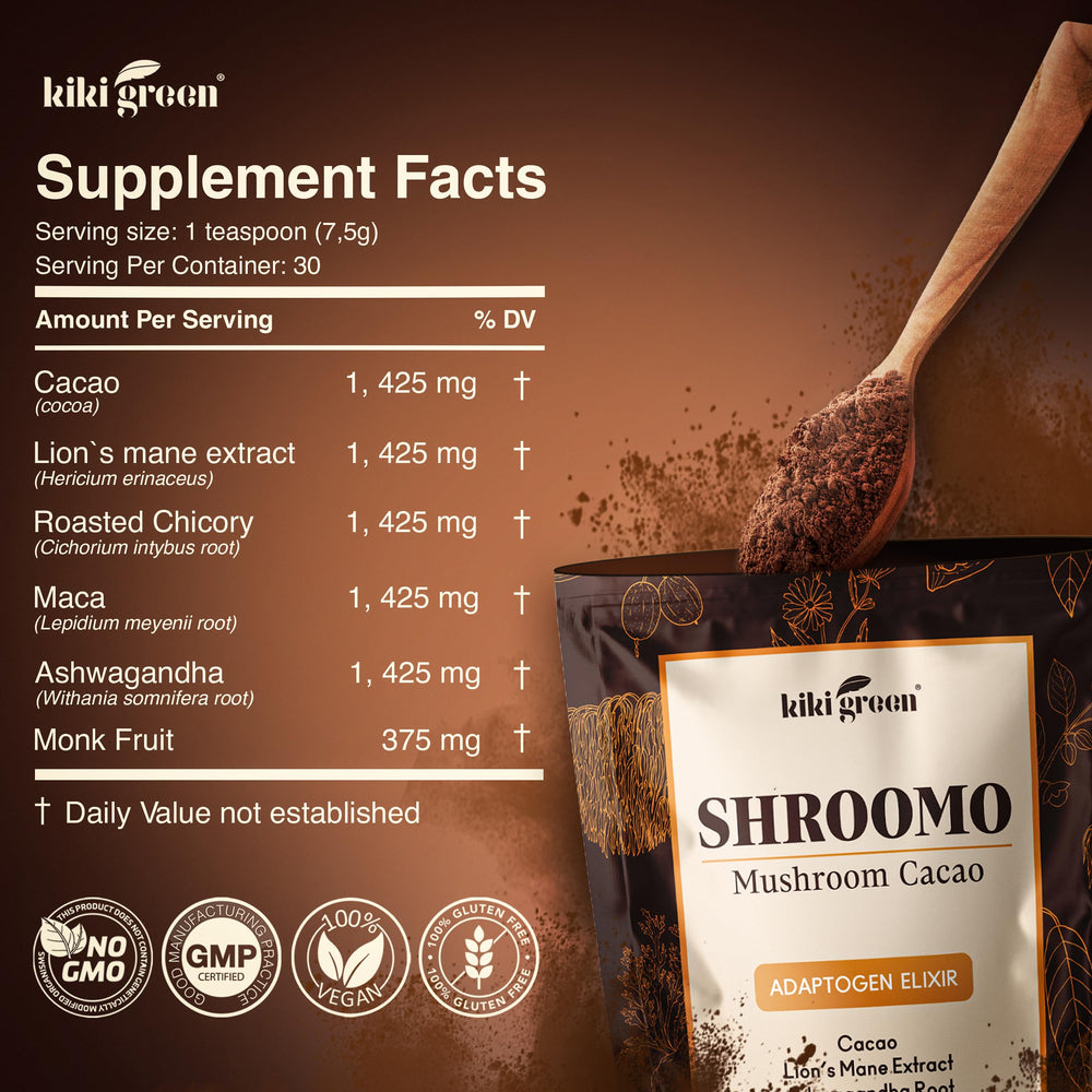 KIKI Green Shroomo cup-ready mix for vegan, caffeine-free energy