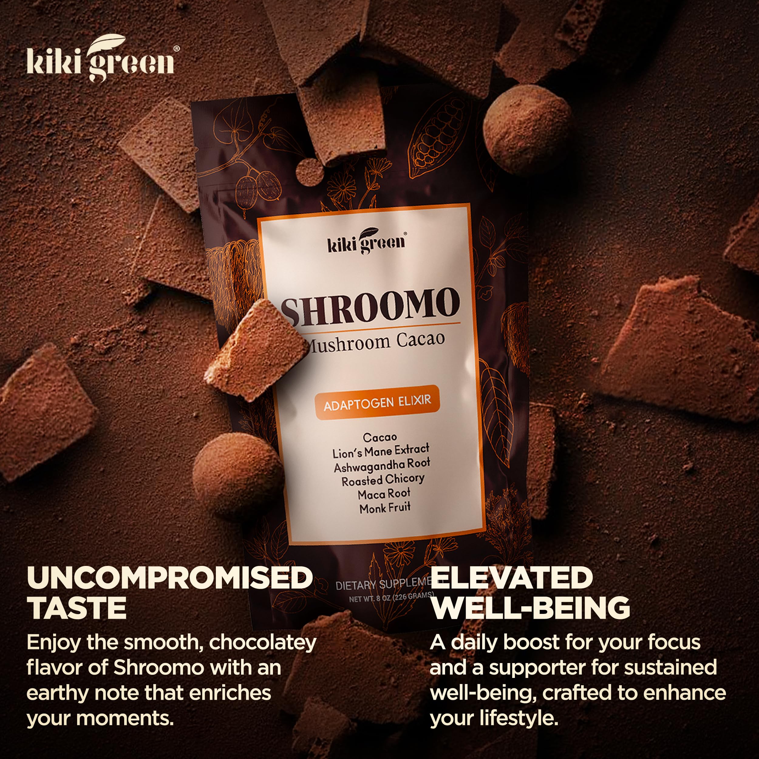 KIKI Green Shroomo roasted chicory scoop adds depth to each cup