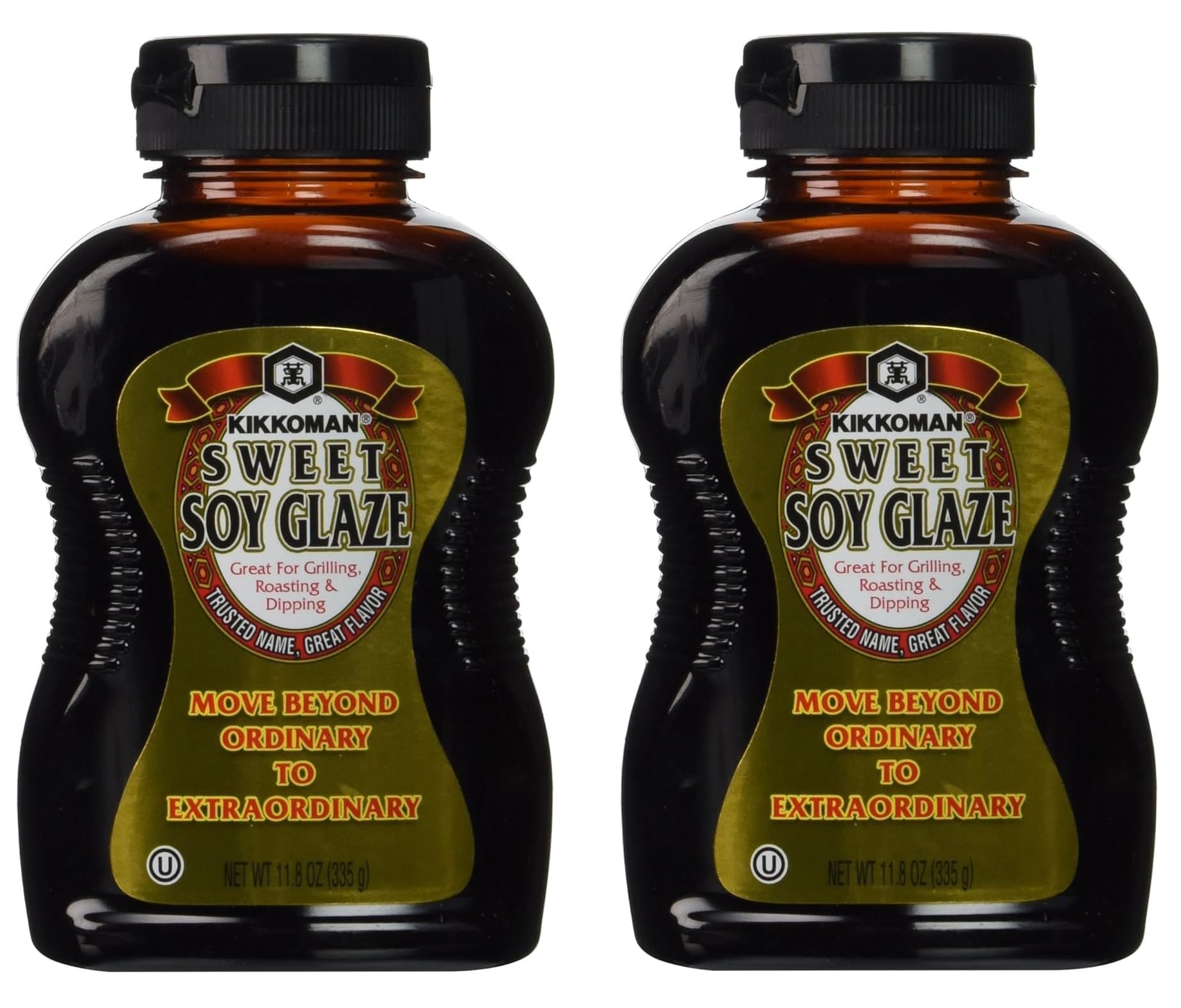 KIKKOMAN Glaze Soy Sweet Sauce bottle front view, ideal for grilling and dipping