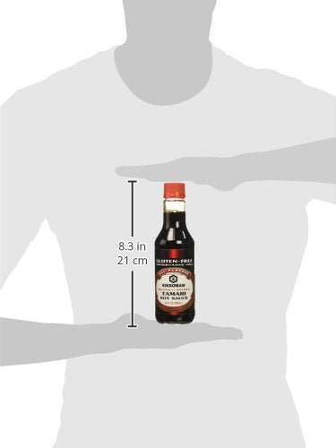 Kikkoman tamari bottle in glass showing gluten-free seasoning for meals