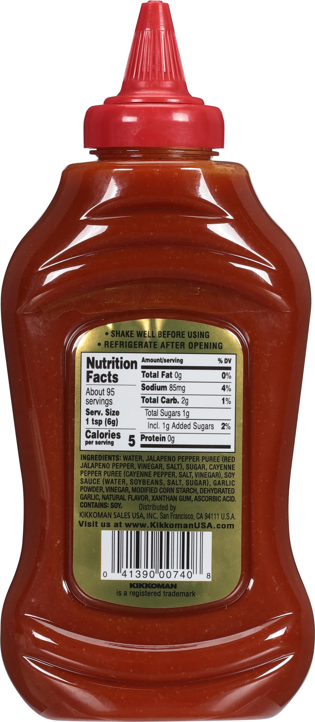 Kikkoman Gluten-Free Sriracha sauce on a plate shows versatility.