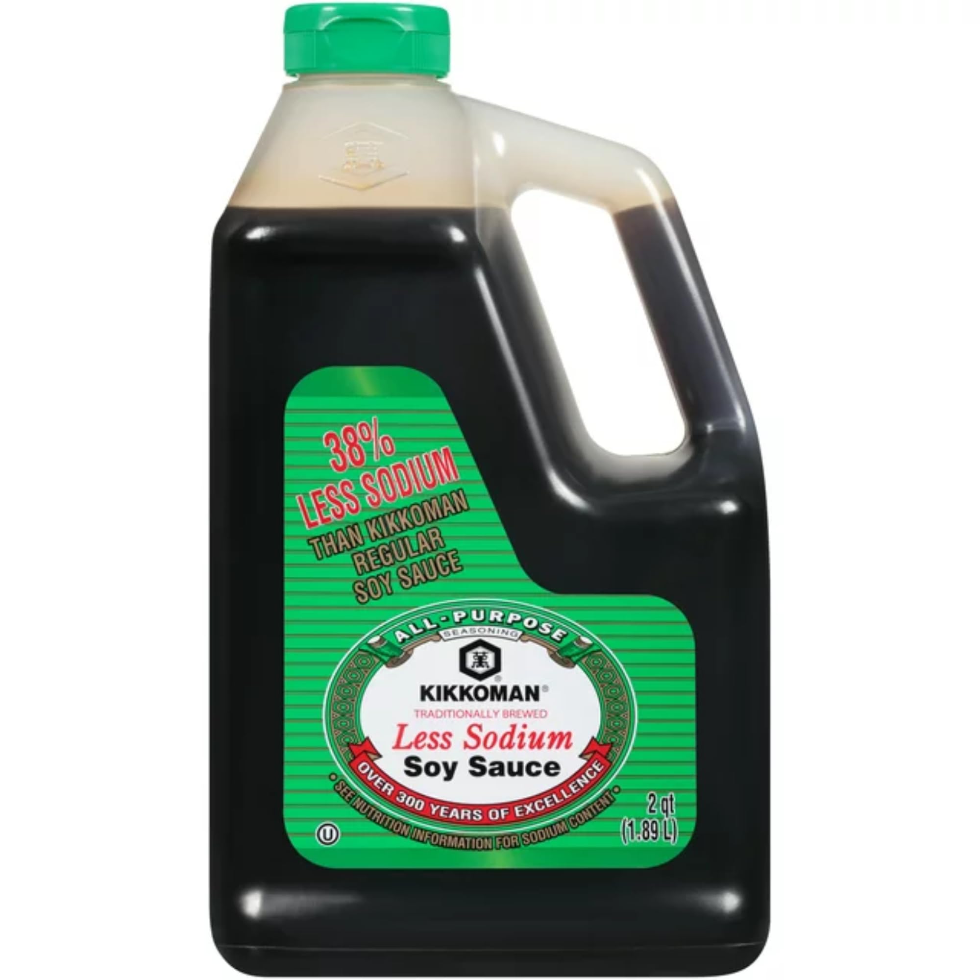 Kikkoman Lite Soy Sauce 64-ounce bottle seen from the front for family meals