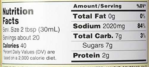 Close-up of Kikkoman Memmi Sauce label highlighting key ingredients for depth.
