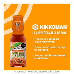 Kikkoman Orange Sauce streak glaze on veggies for flavor.