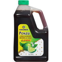 Kikkoman Ponzu Lime bottle pour showing a tangy citrus boost for dipping.