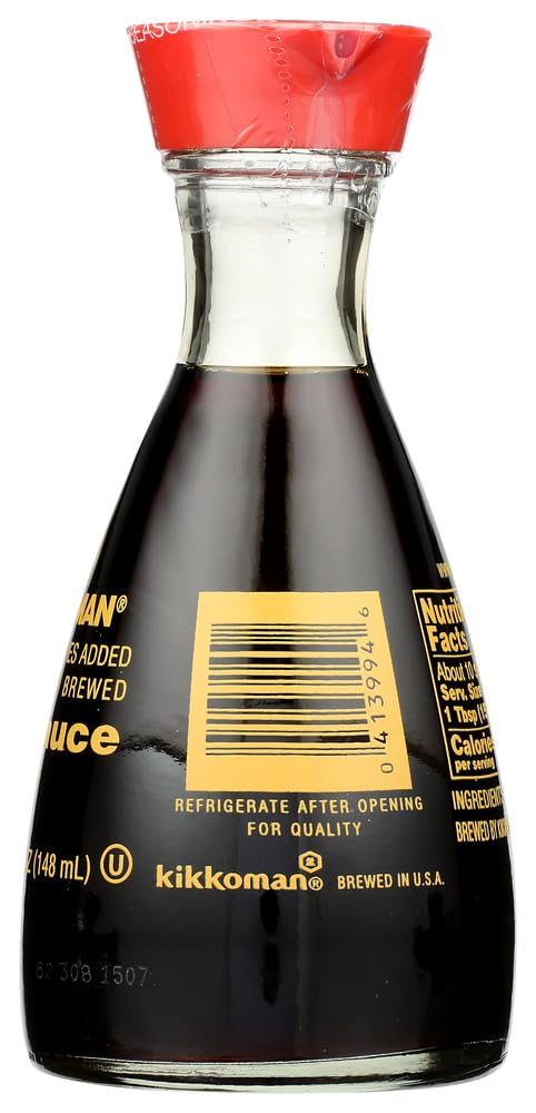 Kikkoman soy sauce dispenser pack two bottles for convenient family meals.